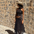 Flora noir - set Paréo long + top