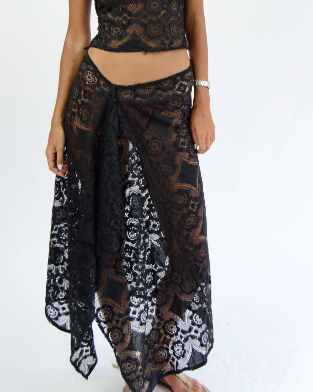 Flora noir - set Paréo long + top