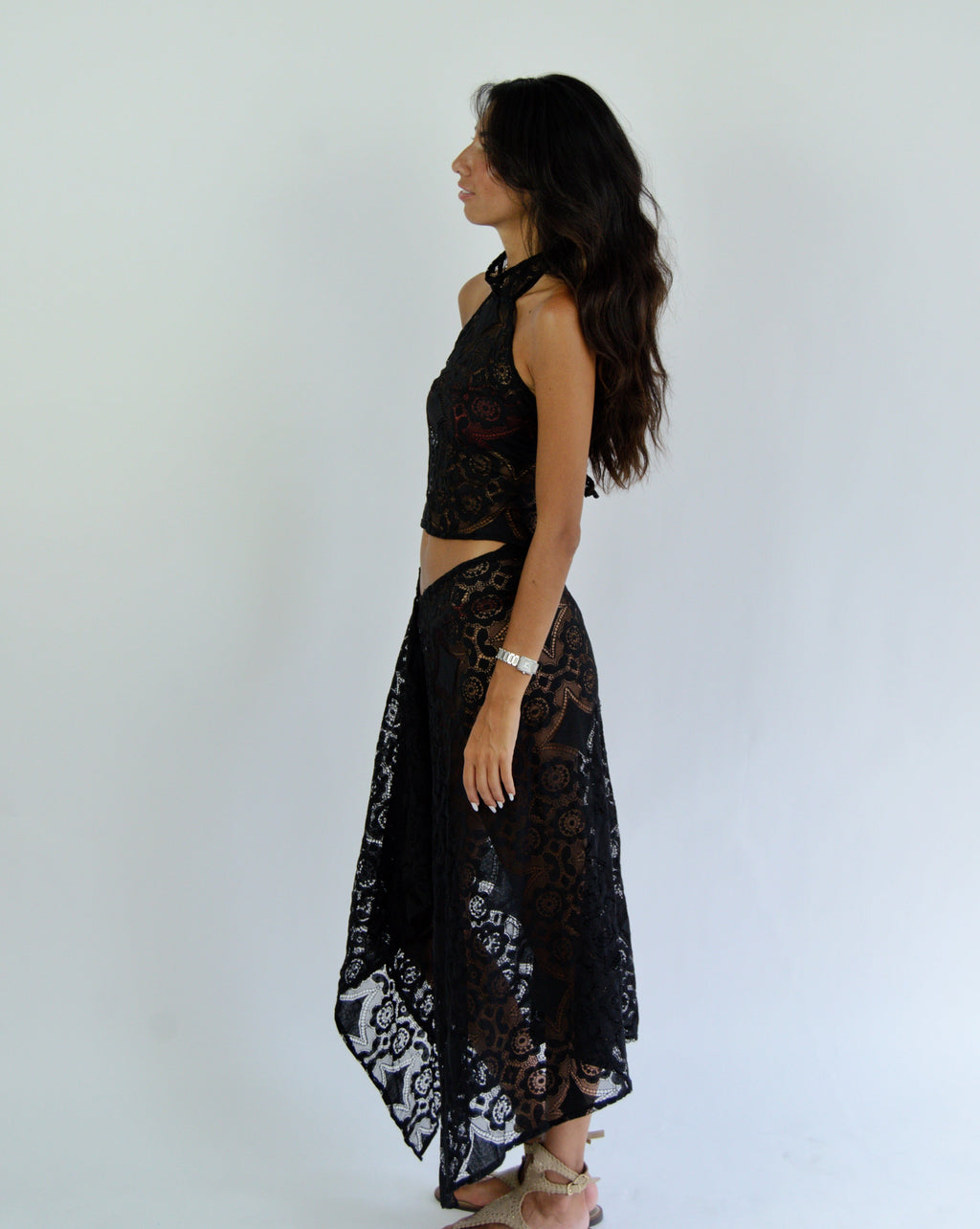 Flora noir - set Paréo long + top